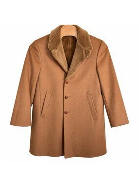 Vintage Zero King Mens 42 Brown 100% Wool Coat Plush Lined Made in USA